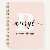Girly Monogram Calligrafy Initial Name Blush Pink Notizblock (Vorderseite)