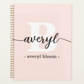 Girly Monogram Calligrafy Initial Name Blush Pink Planer (Vorderseite)