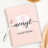 Girly Monogram Calligrafy Initial Name Blush Pink Planer
