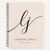 Girly Monogram Calligraphy 2 Initials Blush Pink Notizblock (Vorderseite)