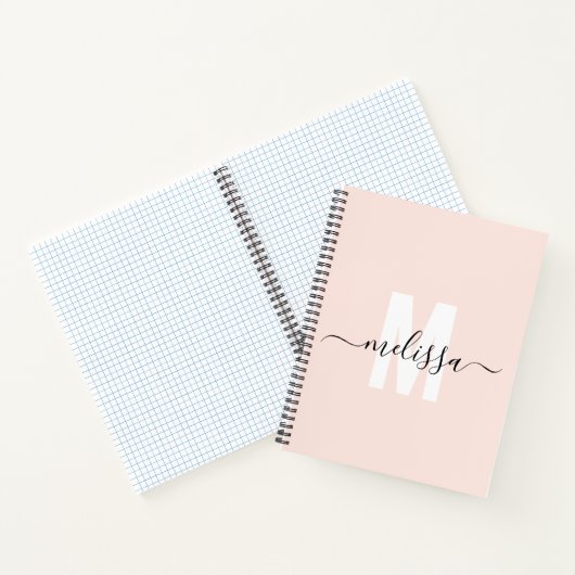 Girly Monogram Calligraphy Blush Notizblock (Innenseite)