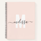 Girly Monogram Calligraphy Blush Notizblock (Vorderseite)