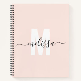 Girly Monogram Calligraphy Blush Notizblock