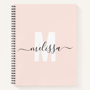 Girly Monogram Calligraphy Blush Notizblock