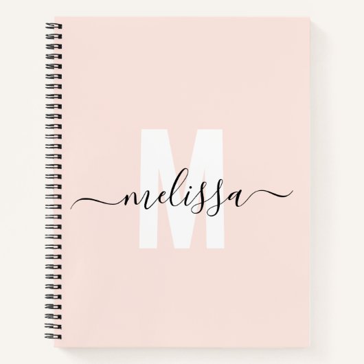 Girly Monogram Calligraphy Blush Notizblock (Vorderseite)