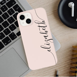 Girly Monogram Calligraphy Blush Pink Case-Mate iPhone 14 Hülle