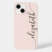 Girly Monogram Calligraphy Blush Pink Case-Mate iPhone Hülle (Rückseite)
