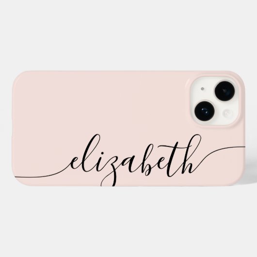 Girly Monogram Calligraphy Blush Pink Case-Mate iPhone Hülle (Rückseite (Horizontal))