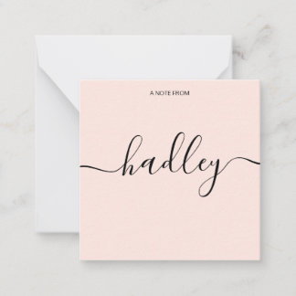 Girly Monogram Calligraphy Blush Pink Mitteilungskarte