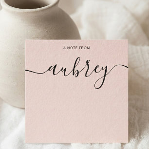 Girly Monogram Calligraphy Blush Pink Mitteilungskarte