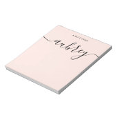 Girly Monogram Calligraphy Blush Pink Notizblock (Rotiert)