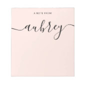 Girly Monogram Calligraphy Blush Pink Notizblock (Vorderseite)