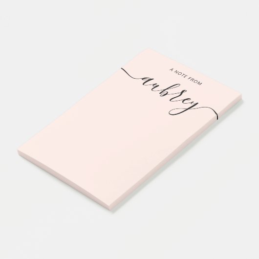 Girly Monogram Calligraphy Blush Pink Post-it Klebezettel (angewinkelt)
