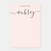 Girly Monogram Calligraphy Blush Pink Post-it Klebezettel (Vorderseite)