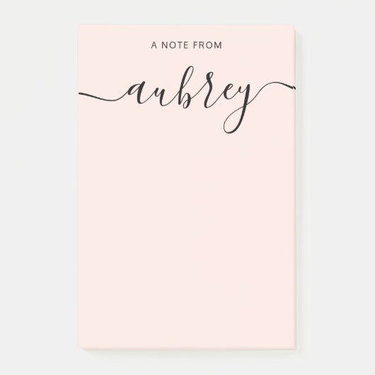 Girly Monogram Calligraphy Blush Pink Post-it Klebezettel (Vorderseite)