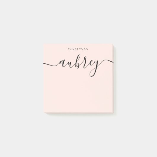 Girly Monogram Calligraphy Blush Pink Post-it Klebezettel (Vorderseite)