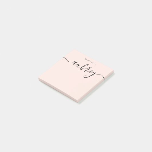 Girly Monogram Calligraphy Blush Pink Post-it Klebezettel (angewinkelt)