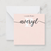 Girly Monogram Calligraphy Blush Pink Stationery Mitteilungskarte (Vorderseite)