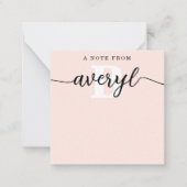 Girly Monogram Calligraphy Blush Pink Stationery Mitteilungskarte (Vorderseite)