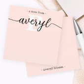 Girly Monogram Calligraphy Blush Pink Stationery Mitteilungskarte