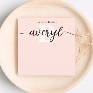 Girly Monogram Calligraphy Blush Pink Stationery Mitteilungskarte
