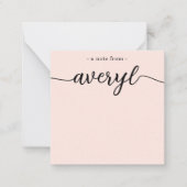 Girly Monogram Calligraphy Blush Pink Stationery Mitteilungskarte (Vorderseite)