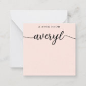 Girly Monogram Calligraphy Blush Pink Stationery Mitteilungskarte (Vorderseite)