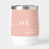 Girly Monogram Calligraphy Coral Blush Pink Bride (Rückseite)