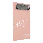 Girly Monogram Calligraphy Coral Blush Pink Mini Klemmbrett (Schrägansicht)