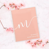 Girly Monogram Calligraphy Coral Blush Pink Planer