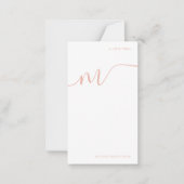 Girly Monogram Calligraphy Coral Pink Stationery Mitteilungskarte (Vorderseite)