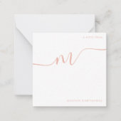 Girly Monogram Calligraphy Coral Pink Stationery Mitteilungskarte (Vorderseite)