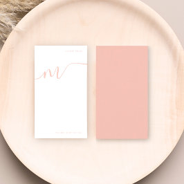 Girly Monogram Calligraphy Coral Pink Stationery Mitteilungskarte