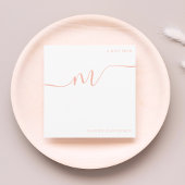 Girly Monogram Calligraphy Coral Pink Stationery Mitteilungskarte