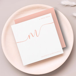 Girly Monogram Calligraphy Coral Pink Stationery Mitteilungskarte