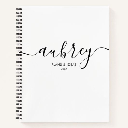 Girly Monogram Calligraphy Elegan White Notizblock (Vorderseite)