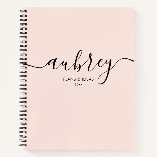 Girly Monogram Calligraphy Elegant Pink Notizblock (Vorderseite)