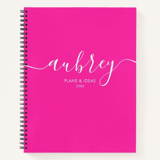 Girly Monogram Calligraphy Elegant Pink Notizblock (Vorderseite)