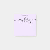 Girly Monogram Calligraphy Minimalistisch Lila Post-it Klebezettel (Vorderseite)