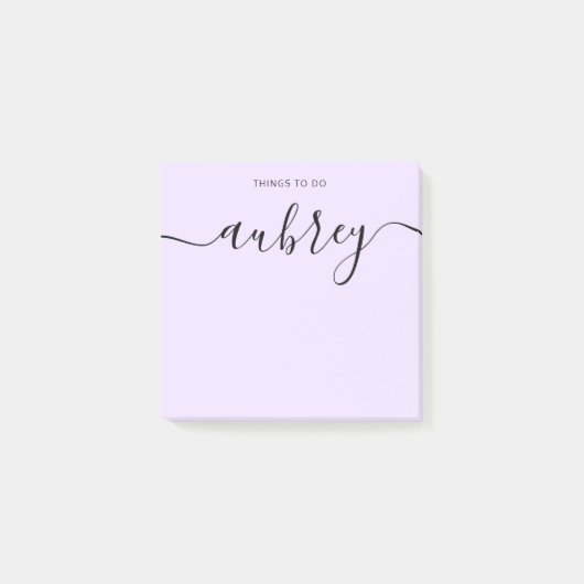 Girly Monogram Calligraphy Minimalistisch Lila Post-it Klebezettel (Vorderseite)