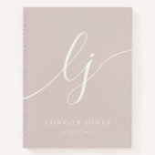 Girly Monogram Calligraphy Rose Pink Ivory Initial Notizblock (Vorderseite)