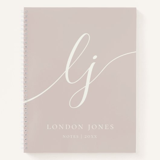 Girly Monogram Calligraphy Rose Pink Ivory Initial Notizblock (Vorderseite)