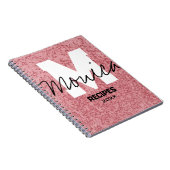 Girly Monogram Calligraphy rough rose Pink Binder Notizblock (Rechte Seite)