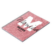 Girly Monogram Calligraphy rough rose Pink Binder Notizblock (Linke Seite)