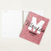 Girly Monogram Calligraphy rough rose Pink Binder Planer (Anzeige)