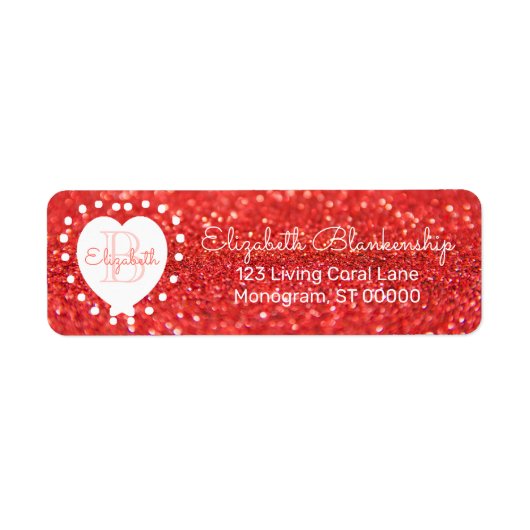 Girly Monogram Coral Glitzer Bokeh Herz (Vorne)