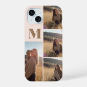 Girly Monogram Elegantes Foto Rosa iPhone 15 Hülle (Rückseite)