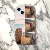 Girly Monogram Elegantes Foto Rosa iPhone 16 Hülle