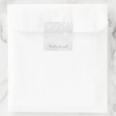 Girly Monogram Funkelnd Glitzer Grau Name Square 1 Quadratischer Aufkleber (Tasche)