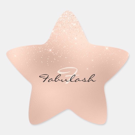 Girly Monogram Funkelnd Glitzer Pink Sweet 16. Stern-Aufkleber (Vorderseite)